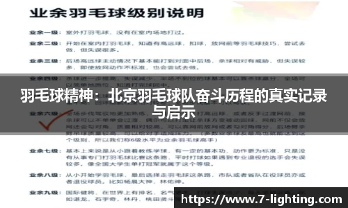 羽毛球精神：北京羽毛球队奋斗历程的真实记录与启示